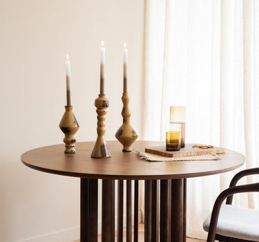 Candle Holder Ceramic Obelisk Honey Brown - Things I Like Things I Love