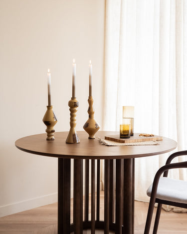 Candle Holder Ceramic Obelisk Honey Brown - Things I Like Things I Love