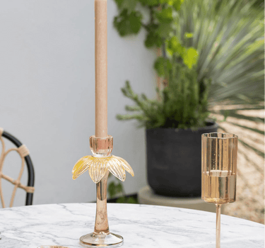 Candle Holder Flower Glass Pink - Things I Like Things I Love
