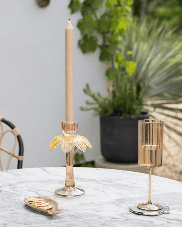 Candle Holder Flower Glass Pink - Things I Like Things I Love
