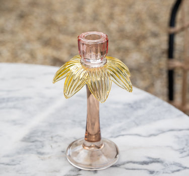 Candle Holder Flower Glass Pink - Things I Like Things I Love