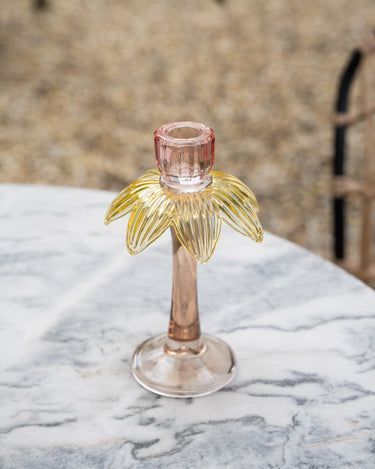 Candle Holder Flower Glass Pink - Things I Like Things I Love