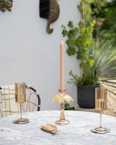 Candle Holder Flower Glass Pink - Things I Like Things I Love