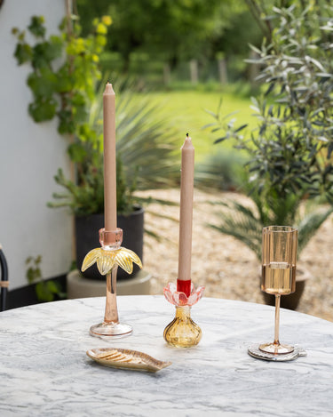 Candle Holder Flower Glass Pink - Things I Like Things I Love