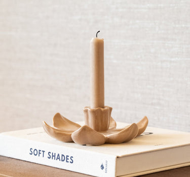 Candle Holder Lotus Beige - Things I Like Things I Love