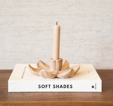 Candle Holder Lotus Beige - Things I Like Things I Love