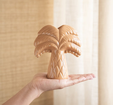 Candle Holder Palm Tree Beige - Things I Like Things I Love