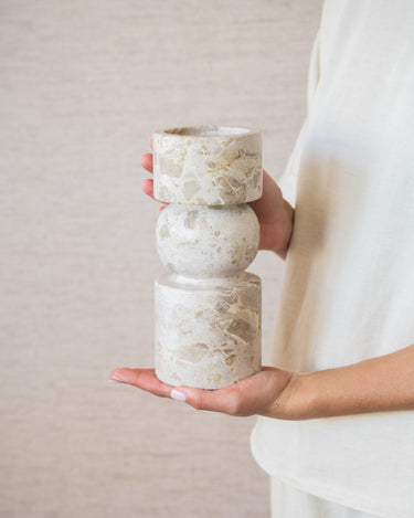 Candle Holder Sculptural Marble - Things I Like Things I Love