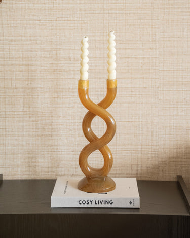 Candle Holder Twist Brown - Things I Like Things I Love