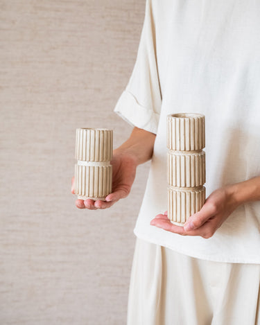 Candle Holder Zilt Beige - Things I Like Things I Love