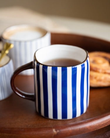 Cappuccino Mug Anafi Blue Stripe - Things I Like Things I Love