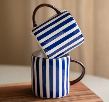 Cappuccino Mug Anafi Blue Stripe - Things I Like Things I Love