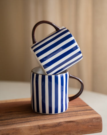 Cappuccino Mug Anafi Blue Stripe - Things I Like Things I Love