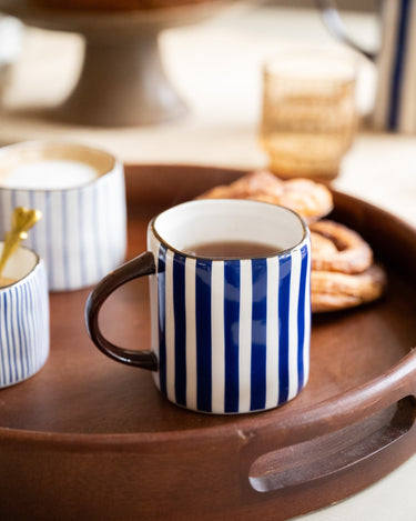 Cappuccino Mug Anafi Blue Stripe - Things I Like Things I Love