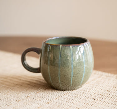 Cappuccino Mug Green Stripes - Things I Like Things I Love
