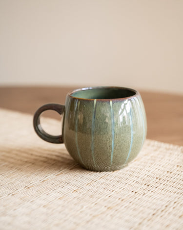 Cappuccino Mug Green Stripes - Things I Like Things I Love