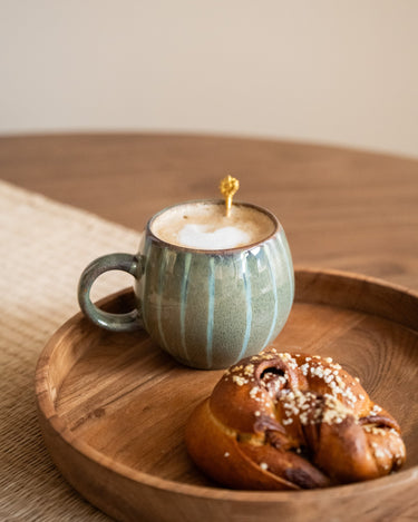 Cappuccino Mug Green Stripes - Things I Like Things I Love