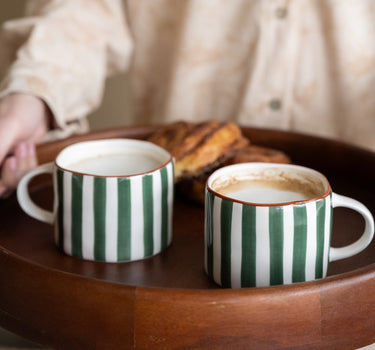 Cappuccino Mug Mykonos Green Stripe - Things I Like Things I Love