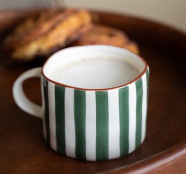 Cappuccino Mug Mykonos Green Stripe - Things I Like Things I Love