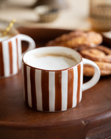 Cappuccino Mug Mykonos Rust Stripe - Things I Like Things I Love