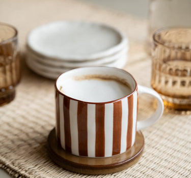 Cappuccino Mug Mykonos Rust Stripe - Things I Like Things I Love