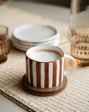 Cappuccino Mug Mykonos Rust Stripe - Things I Like Things I Love
