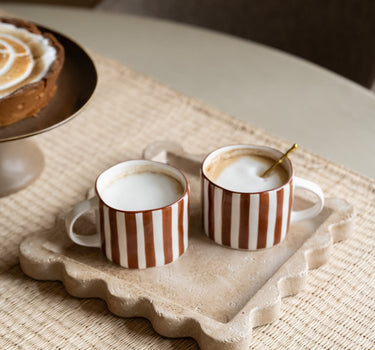 Cappuccino Mug Mykonos Rust Stripe - Things I Like Things I Love