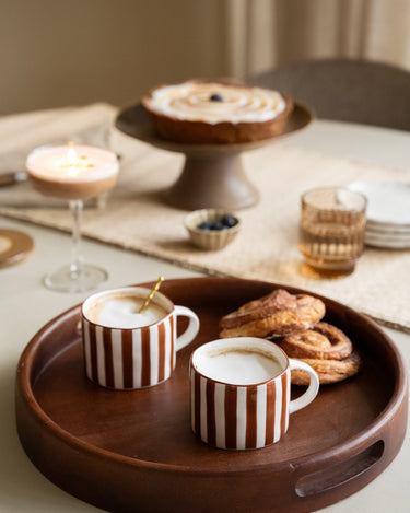 Cappuccino Mug Mykonos Rust Stripe - Things I Like Things I Love
