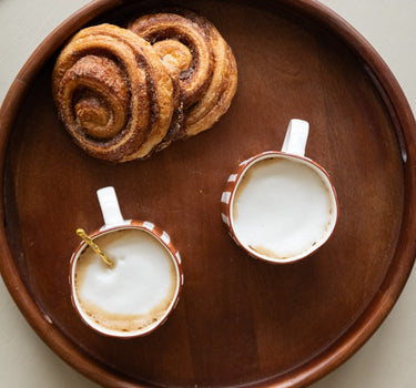 Cappuccino Mug Mykonos Rust Stripe - Things I Like Things I Love