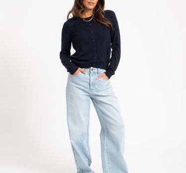 Cara O-Neck Wool Cardigan Night Sky - Things I Like Things I Love