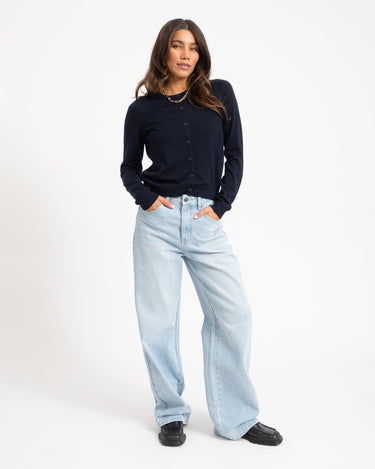 Cara O-Neck Wool Cardigan Night Sky - Things I Like Things I Love