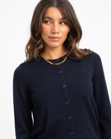 Cara O-Neck Wool Cardigan Night Sky - Things I Like Things I Love