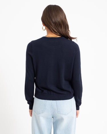 Cara O-Neck Wool Cardigan Night Sky - Things I Like Things I Love