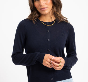 Cara O-Neck Wool Cardigan Night Sky - Things I Like Things I Love