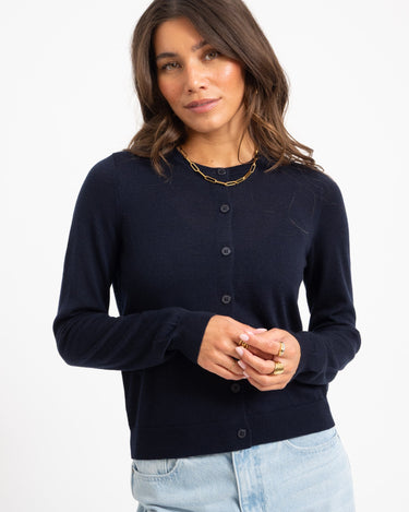 Cara O-Neck Wool Cardigan Night Sky - Things I Like Things I Love