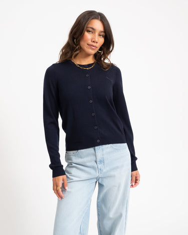 Cara O-Neck Wool Cardigan Night Sky - Things I Like Things I Love