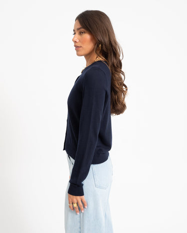 Cara O-Neck Wool Cardigan Night Sky - Things I Like Things I Love