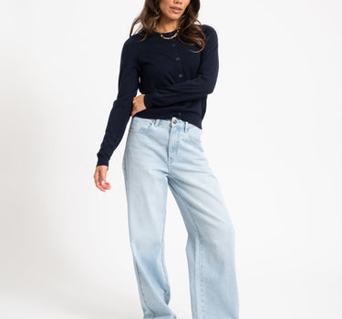 Cara O-Neck Wool Cardigan Night Sky - Things I Like Things I Love