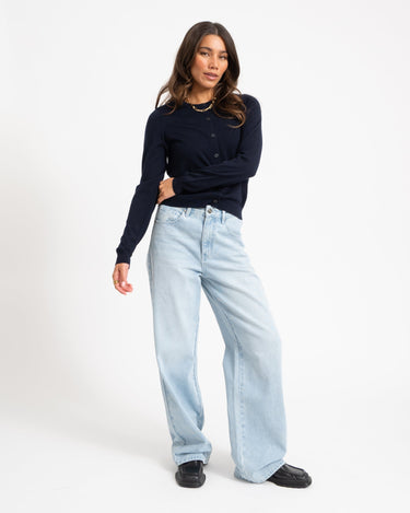 Cara O-Neck Wool Cardigan Night Sky - Things I Like Things I Love