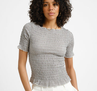 Celina Smock Top Bright White/Black - Things I Like Things I Love