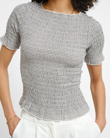 Celina Smock Top Bright White/Black - Things I Like Things I Love