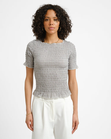Celina Smock Top Bright White/Black - Things I Like Things I Love