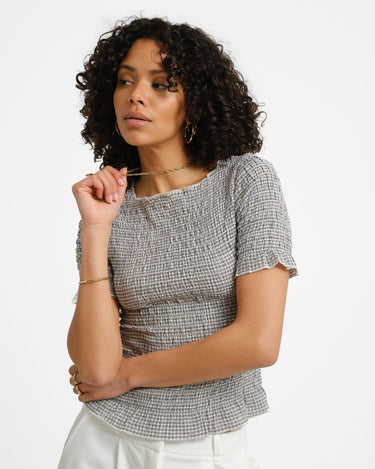 Celina Smock Top Bright White/Black - Things I Like Things I Love