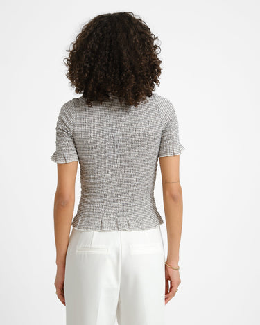 Celina Smock Top Bright White/Black - Things I Like Things I Love
