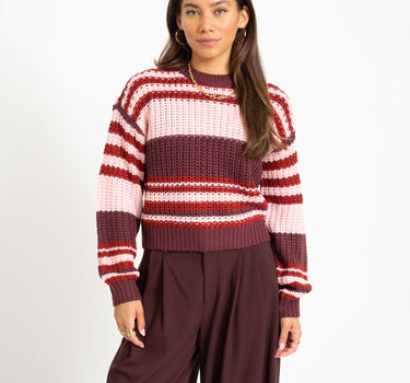 Charlie O-neck Knit Fig/Romance Rose + Rhubarb - Things I Like Things I Love