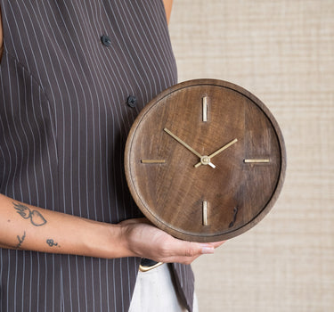Clock Veti Mango Wood Brown - Things I Like Things I Love