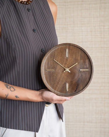 Clock Veti Mango Wood Brown - Things I Like Things I Love