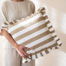 Cushion Bella Ruffle Striped Brown - Things I Like Things I Love