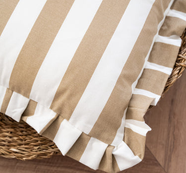 Cushion Bella Ruffle Striped Brown - Things I Like Things I Love