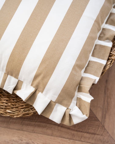 Cushion Bella Ruffle Striped Brown - Things I Like Things I Love